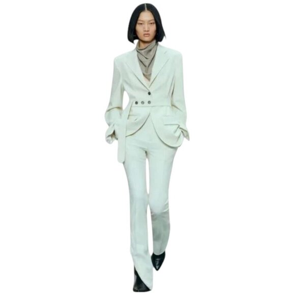 ZARA SRPLS Collection Women Blazer Jacket Belted Off White Bloggers Fav Med NWT - Picture 1 of 16